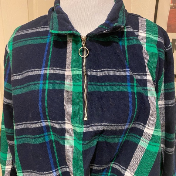Green plaid flannel half zip - Picture 6 of 9